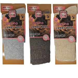 Women Wool Socks, Merino Lamb  Thick Warm Winter Socks, 3 Pairs, NEW